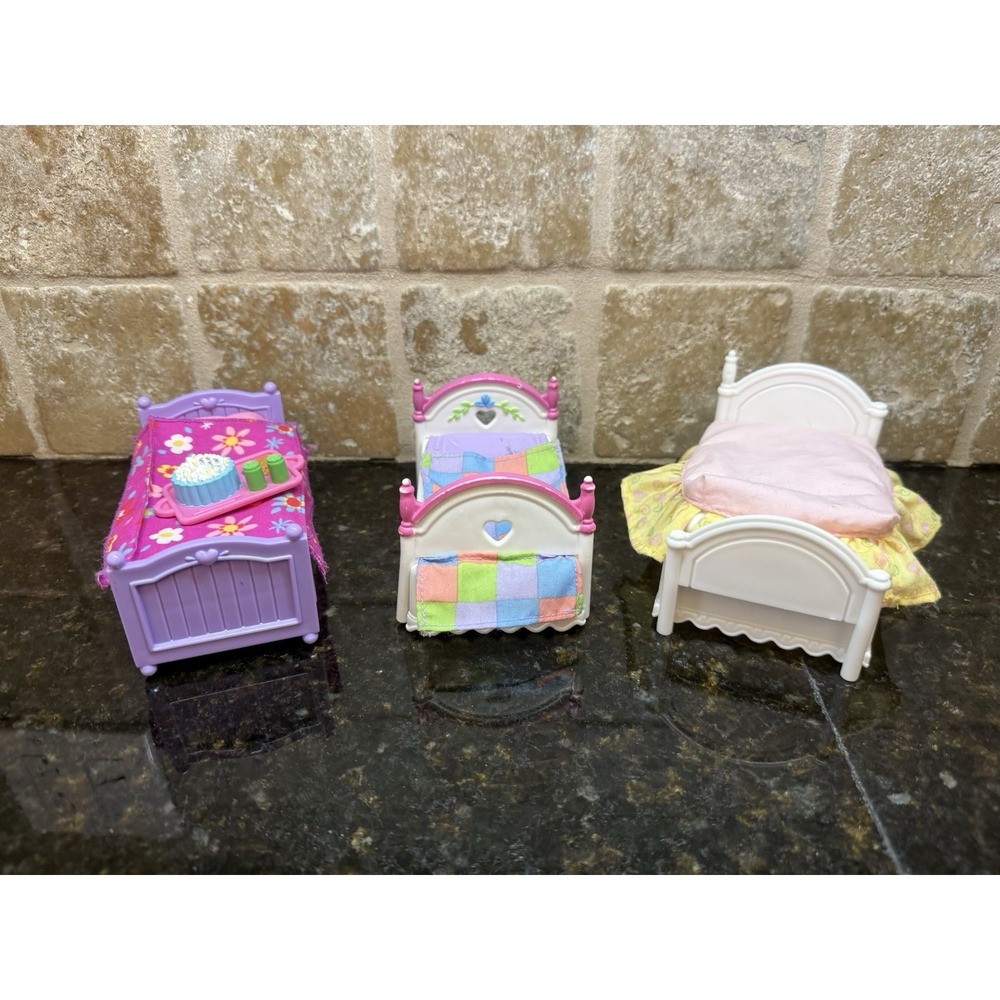 VTG Fisher-Price Loving Family Dollhouse Bed Furniture 3 pc Girl's Pink Trundle